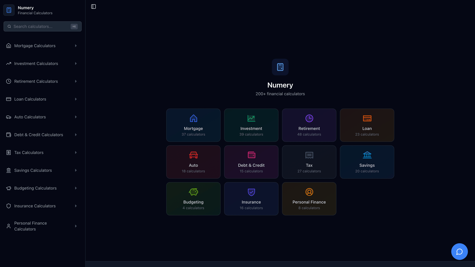 Numery financial calculator platform